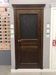 Межкомнатная дверь Гармония массив античный орех остекленная